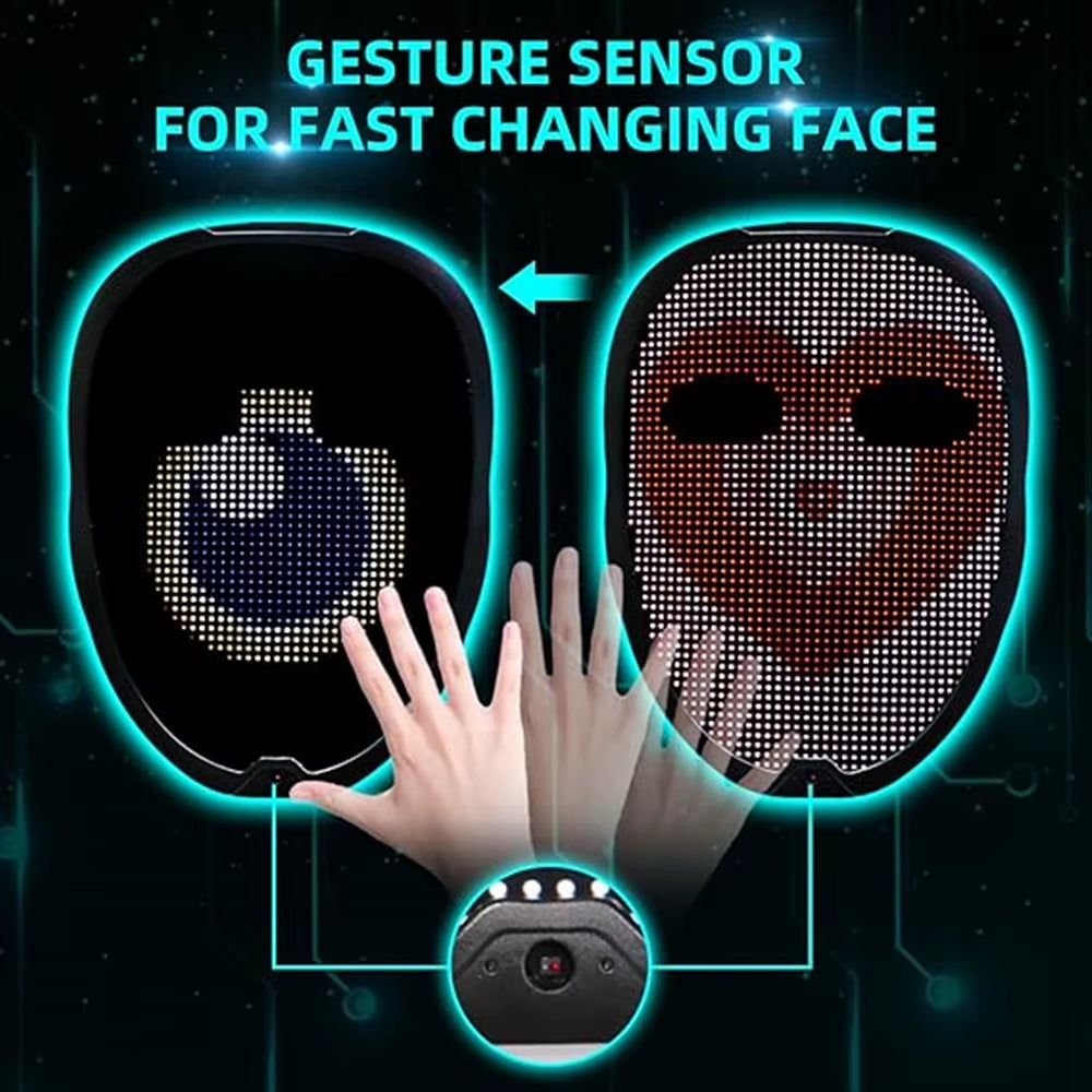Customizable APP Mask,Face Transforming LED Mask for Party Rave Halloween