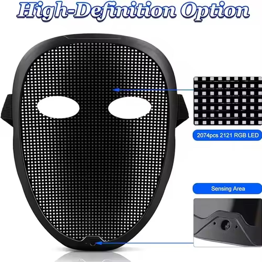 Customizable APP Mask,Face Transforming LED Mask for Party Rave Halloween