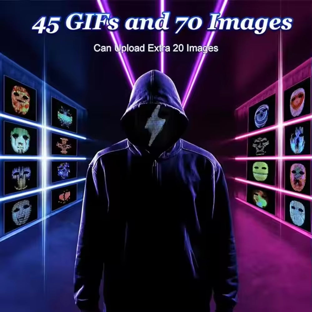 Customizable APP Mask,Face Transforming LED Mask for Party Rave Halloween