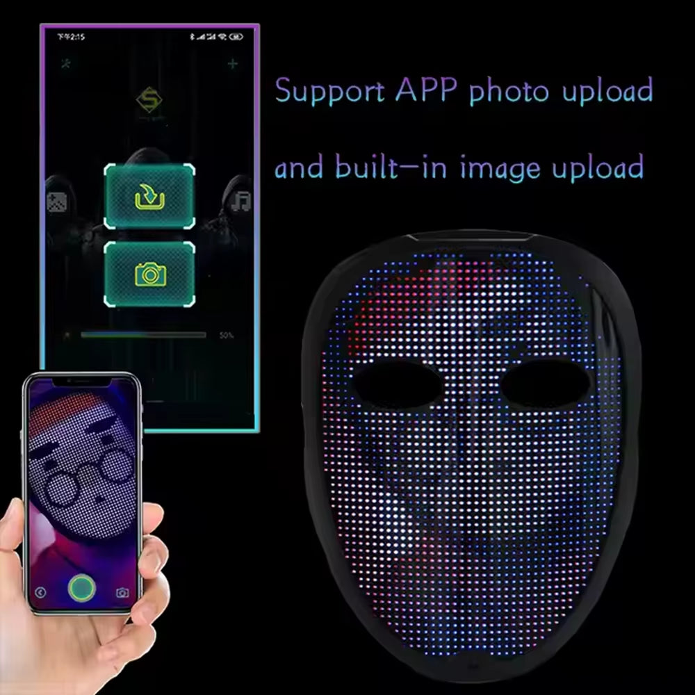 Customizable APP Mask,Face Transforming LED Mask for Party Rave Halloween